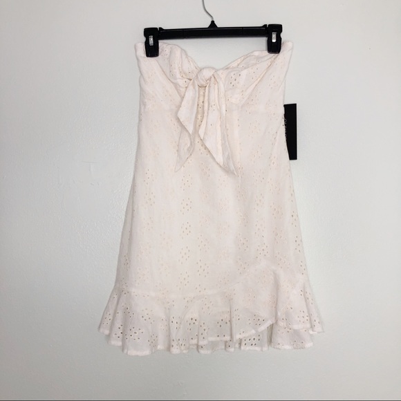 Olivaceous Eyelet Lace Mini Dress Sleeveless Ruffle - Picture 2 of 15